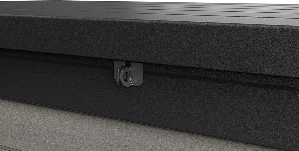 Denali 100 Gallon Resin Large Deck Box - Grey / Black - Bargain Beds