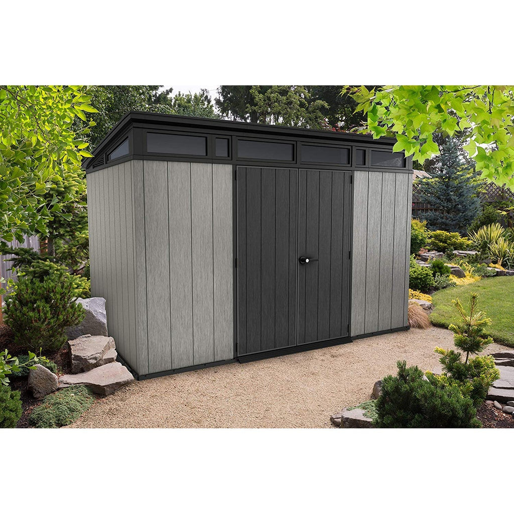 Keter 11x 7 Artisan Heavy Duty Plastic Pent Shed – Grey - Bargain Beds