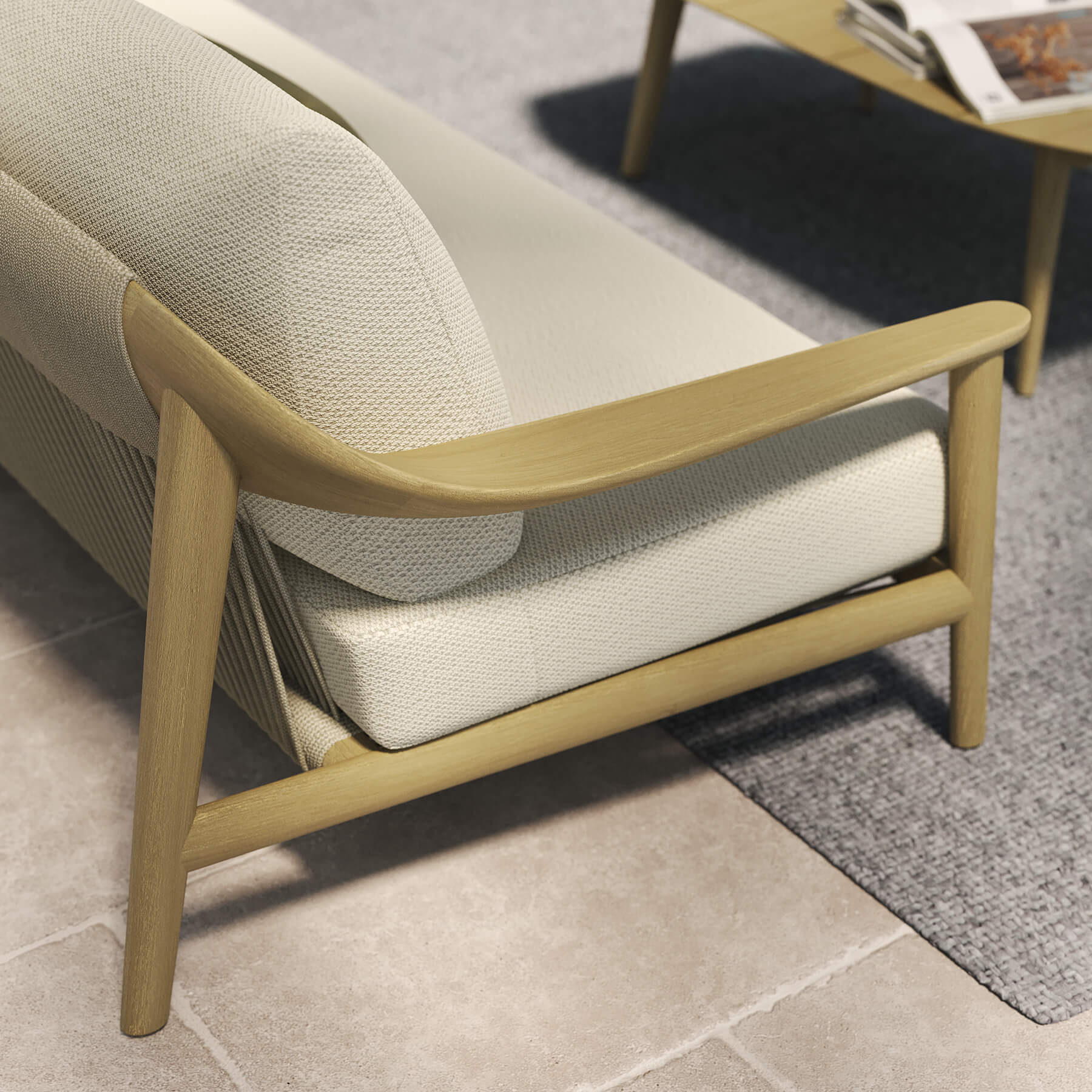 N1 Three Seater Sofa Light Teak - Bargain Beds