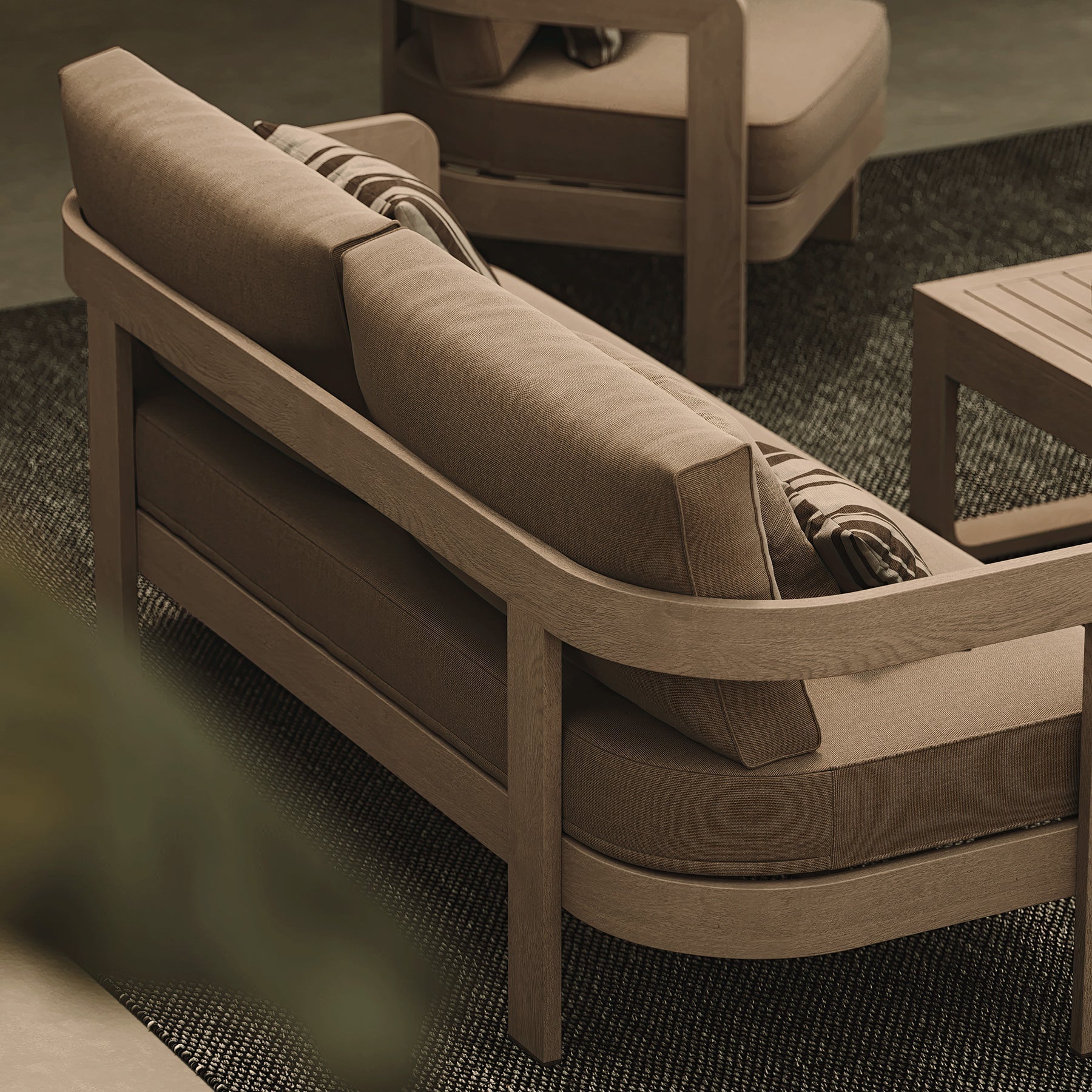 N3 Oak Three Seater Sofa Wheat Canvas - Bargain Beds