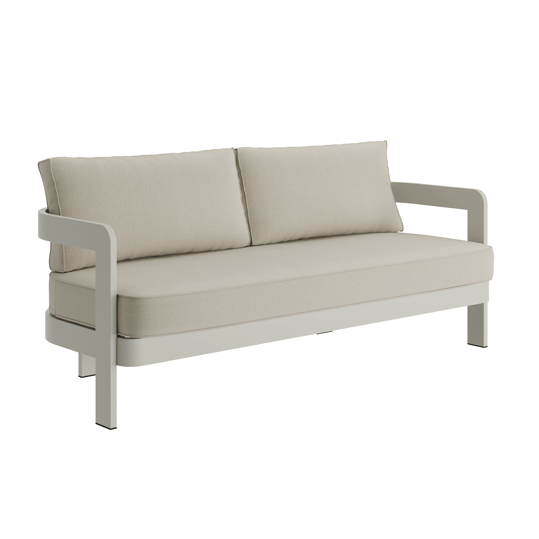 N3 Taupe Three Seater Sofa Sand Canvas - Bargain Beds