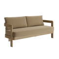 N3 Oak Three Seater Sofa Wheat Canvas - Bargain Beds