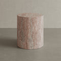 Porto Travertine Side Table, Red - Bargain Beds